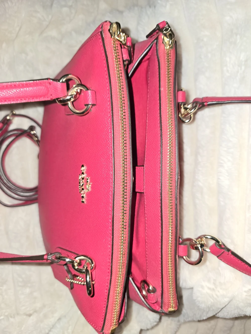 Coach Pink Leather Satchel Bag - Signature Logo